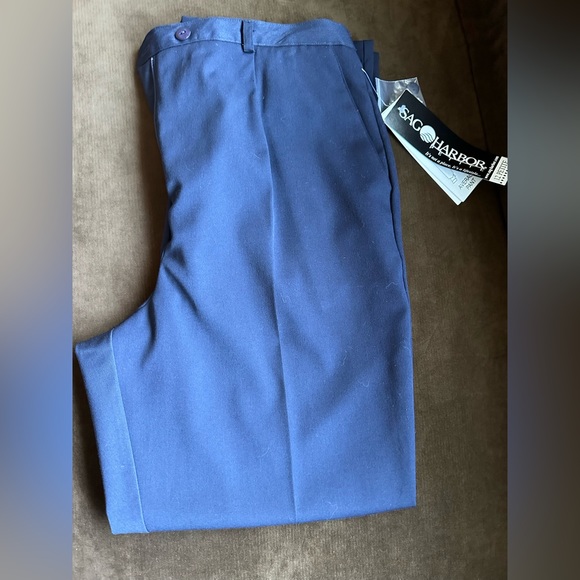 Sag Harbor NWTS Navy Blue Machine Washable Comfort Stretch Sz 12P Pleat… - Picture 1 of 15